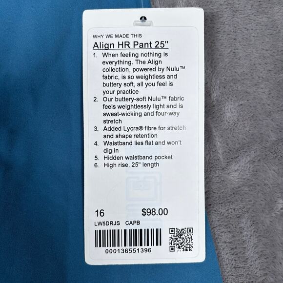 Lululemon Align High Rise Pant 25” Capri Blue Nulu Leggings Size 16 NWT - Picture 4 of 6